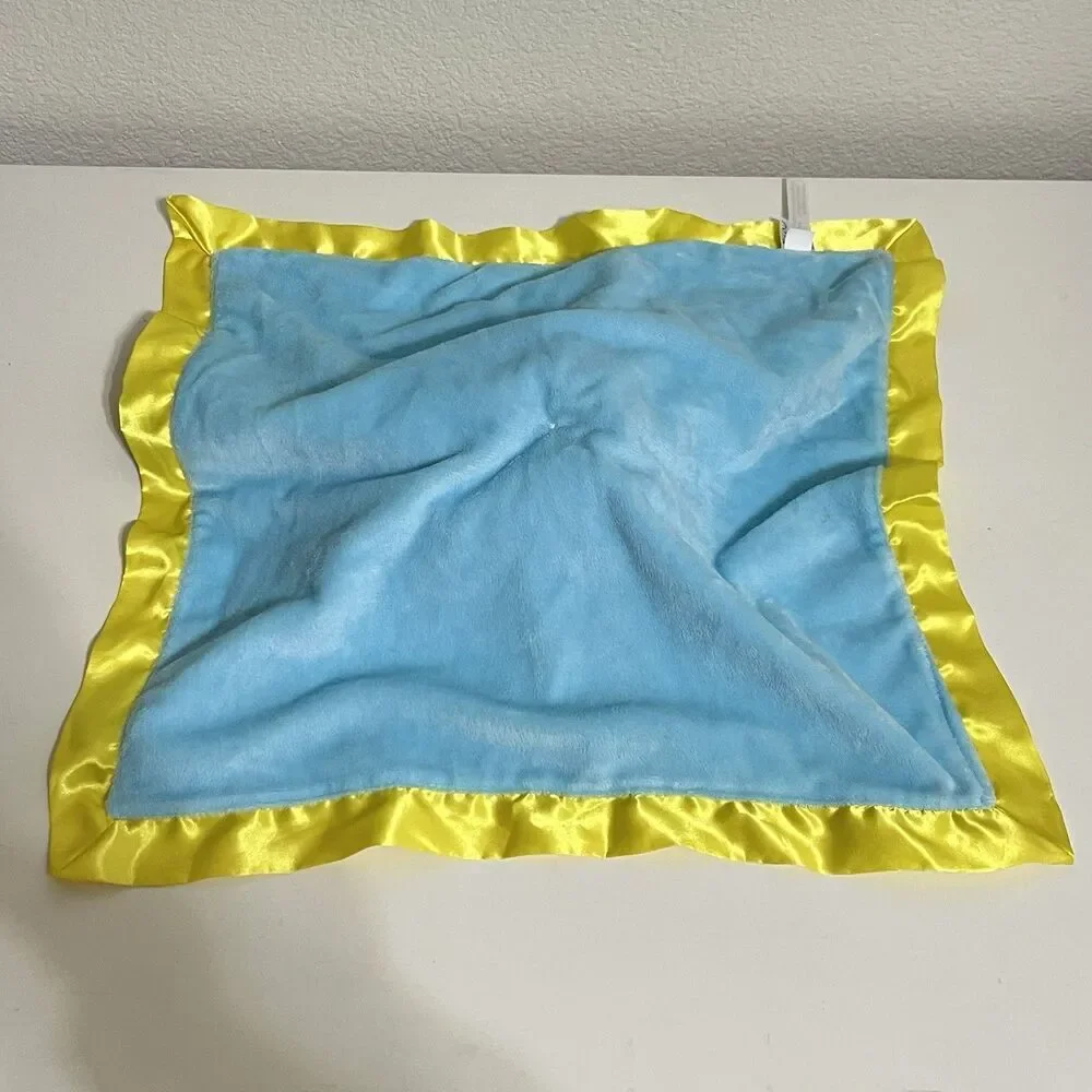Goodnight Moon Bunny Security Blanket Lovey Lovie Blankie Blue Satin Trim